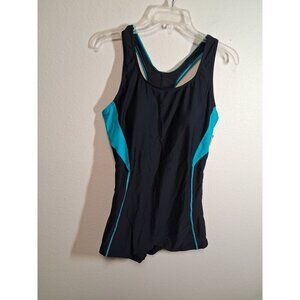 NWT Charmo Swimsuit One Piece Racer Back Shorts Style Beach Pool Black Size XL